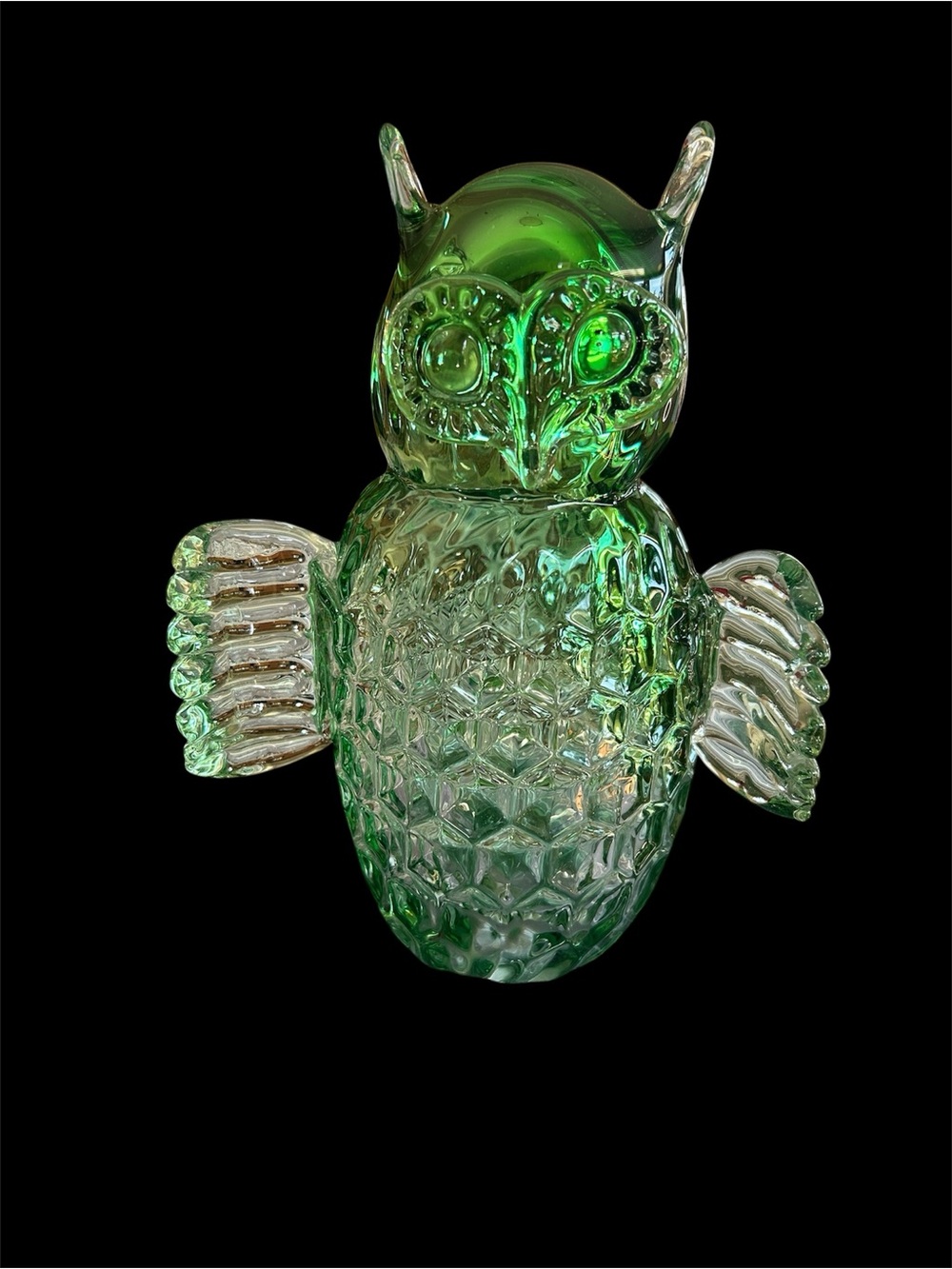 Green Glass Owl Figurine - Home Accents